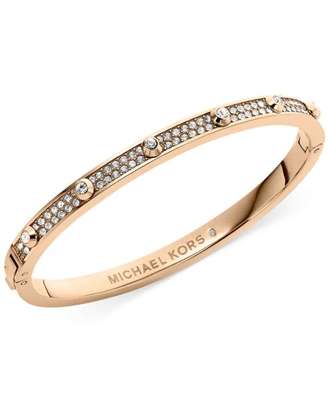 michael kors rose gold bracelet with crystals|michael kors gold bangle.